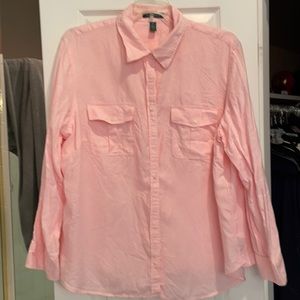 Lauren 3x relaxed fit linen pink button down shirt